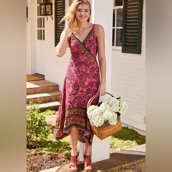 Maurices Midi Dress Womens 1X Multicolor Rayon Sleeveless Paisley High Low New - Picture 1 of 14